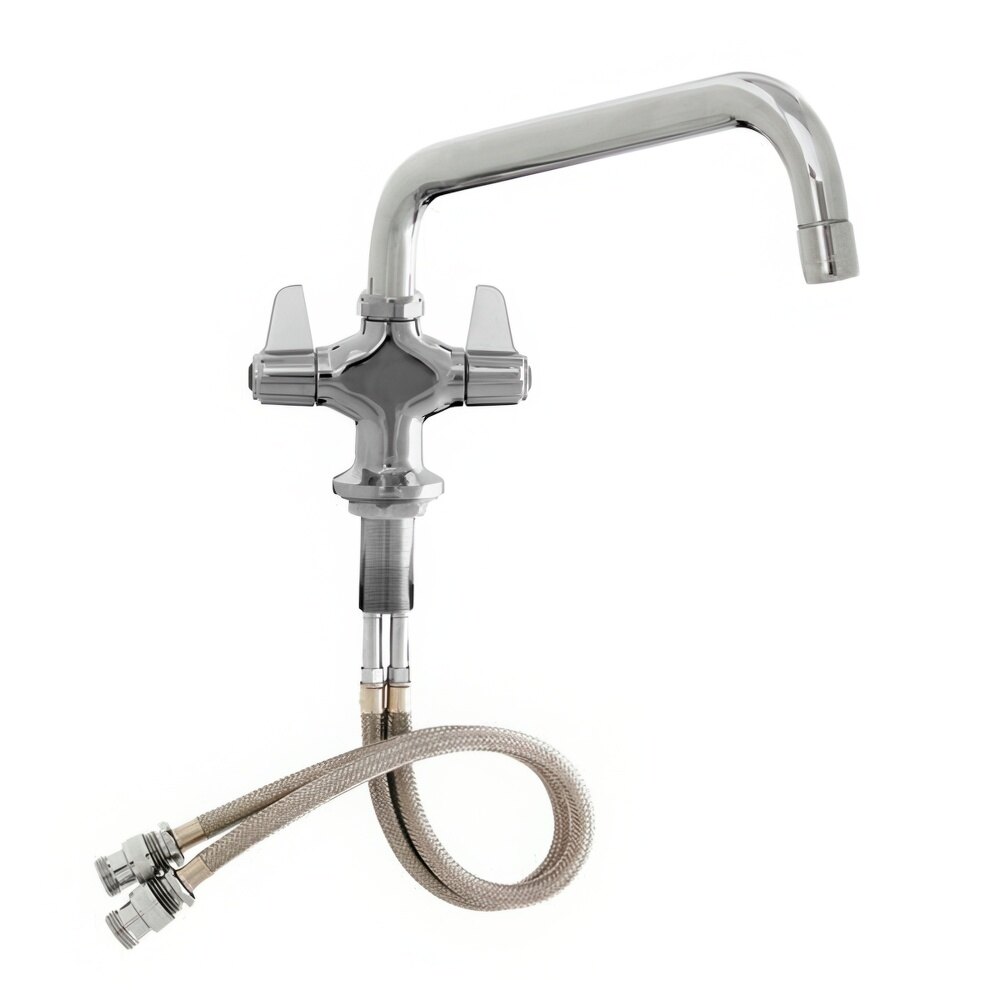 Equip by T&S 5F-2SLX10 Single Hole Deck Mounted Faucet with 10 1/8" Swing Nozzle and Flexible Inlets - ADA Compliant