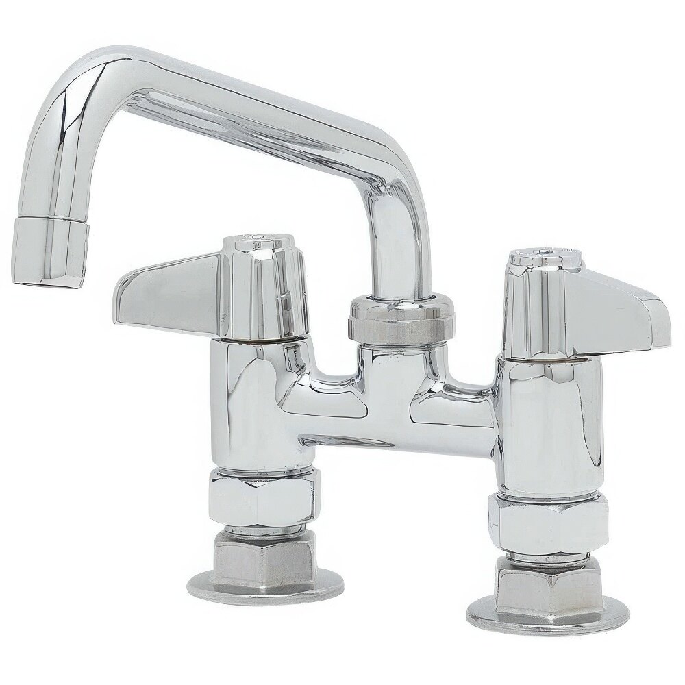 Equip by T&S 5F-4DLS08A Deck Mounted Faucet with 4" Centers, 8 1/8" Swing Spout, 2.2 GPM Aerator, and Lever Handles