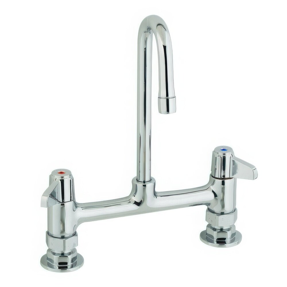 Equip by T&S 5F-8DLS03 Deck Mounted Faucet with 2 13/16" Gooseneck Spout, 8" Centers, Laminar Flow Device, and Lever Handles