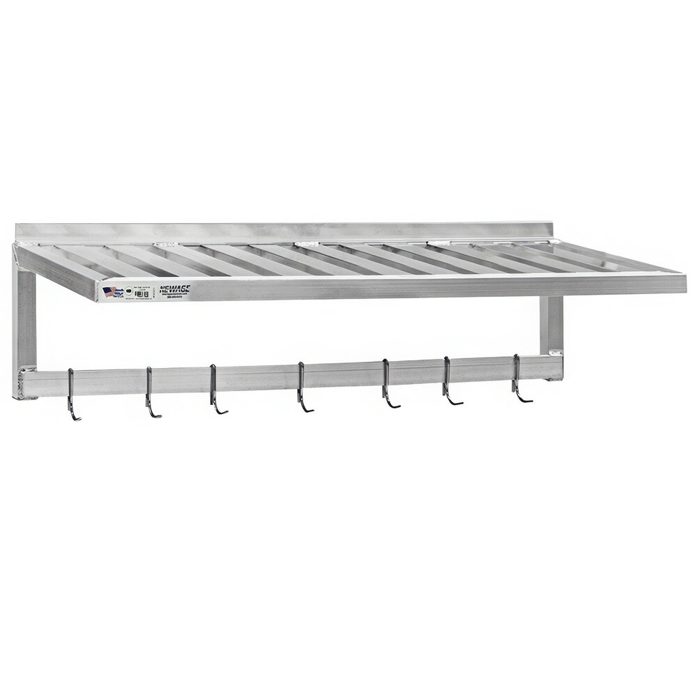 New Age 1122PR 20" x 48" Aluminum T-Bar Wall Shelf with Pot Rack
