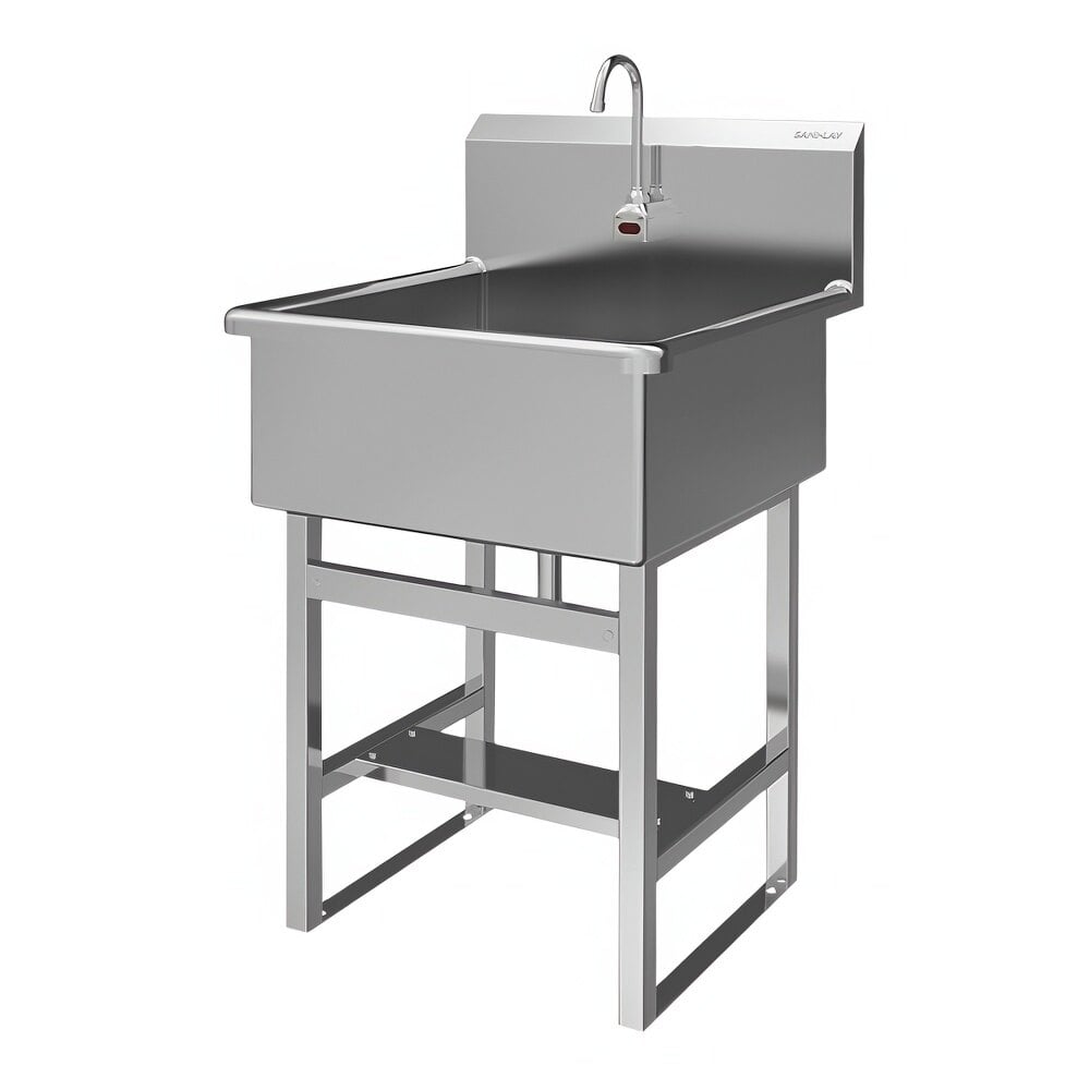 Sani-Lav U2424A 27" x 27 1/2" Floor-Mounted Hands-Free Sink with 1 AC-Powered 2.0 GPM Sensor Faucet