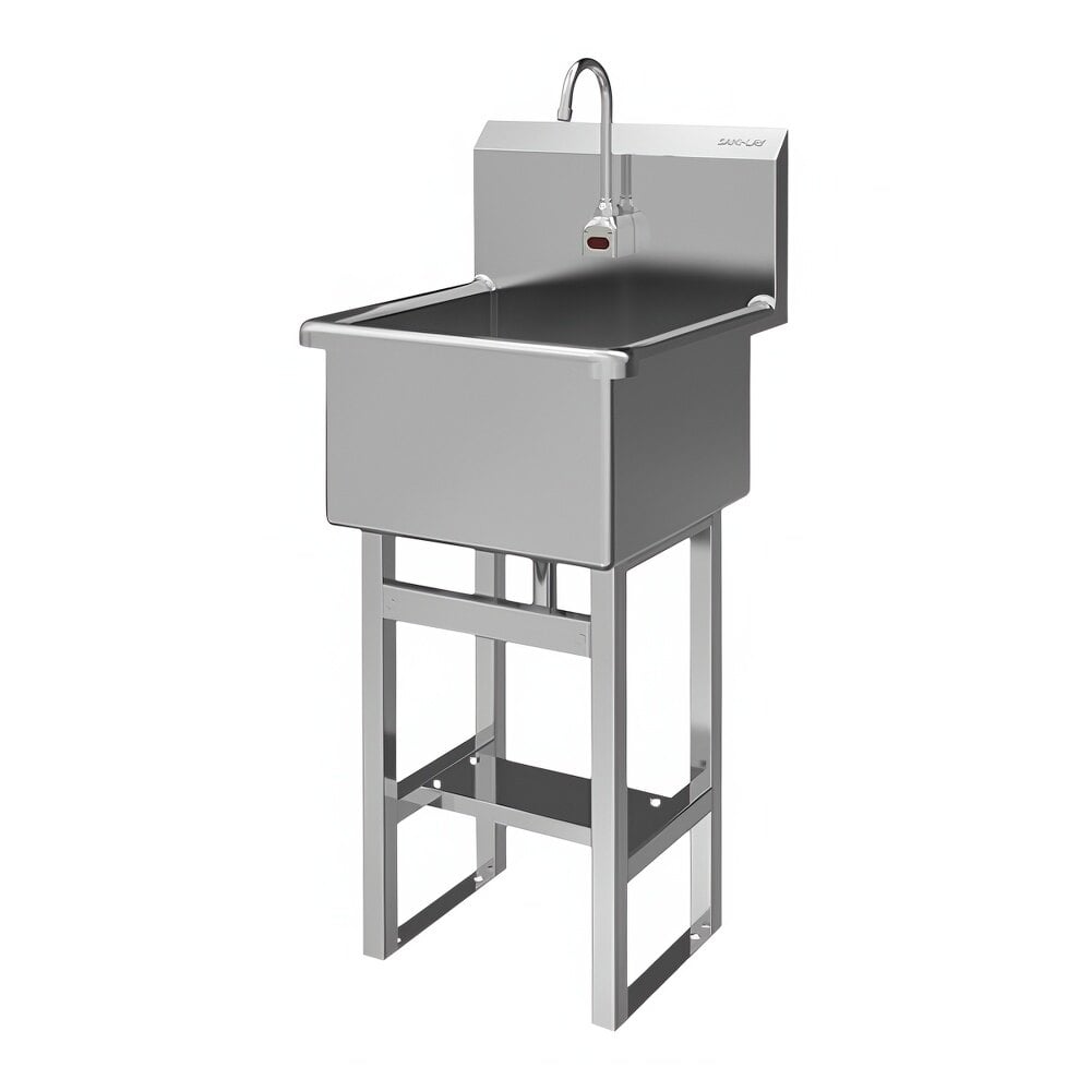 Sani-Lav U1818A 21" x 21 1/2" Floor-Mounted Hands-Free Sink with 1 AC-Powered 2.0 GPM Sensor Faucet