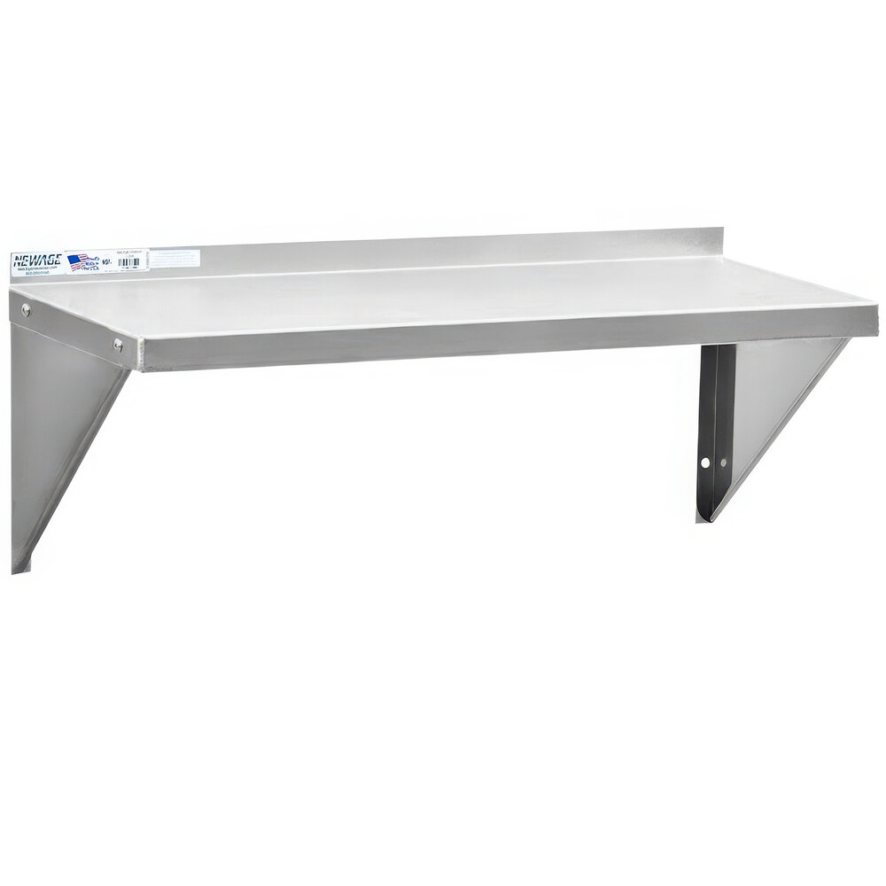 New Age NS793 15" x 48" Aluminum Heavy-Duty Solid Wall Shelf