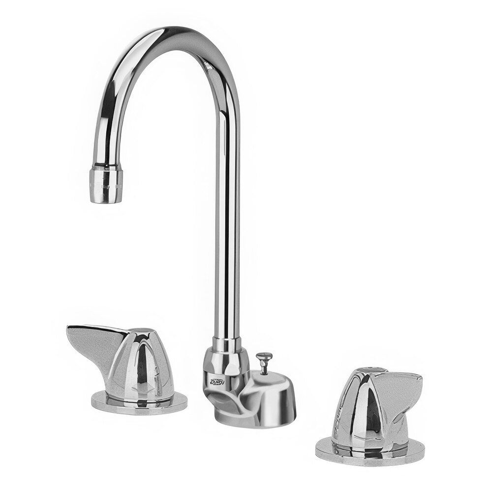 Zurn Elkay Z831B3-XL-ICT-HS AquaSpec 2.2 GPM Deck-Mount Faucet with 8" Centers, 5 3/8" Gooseneck Spout, 2" Dome Lever Handles, Spray Hose, and Ceramic Cartridges
