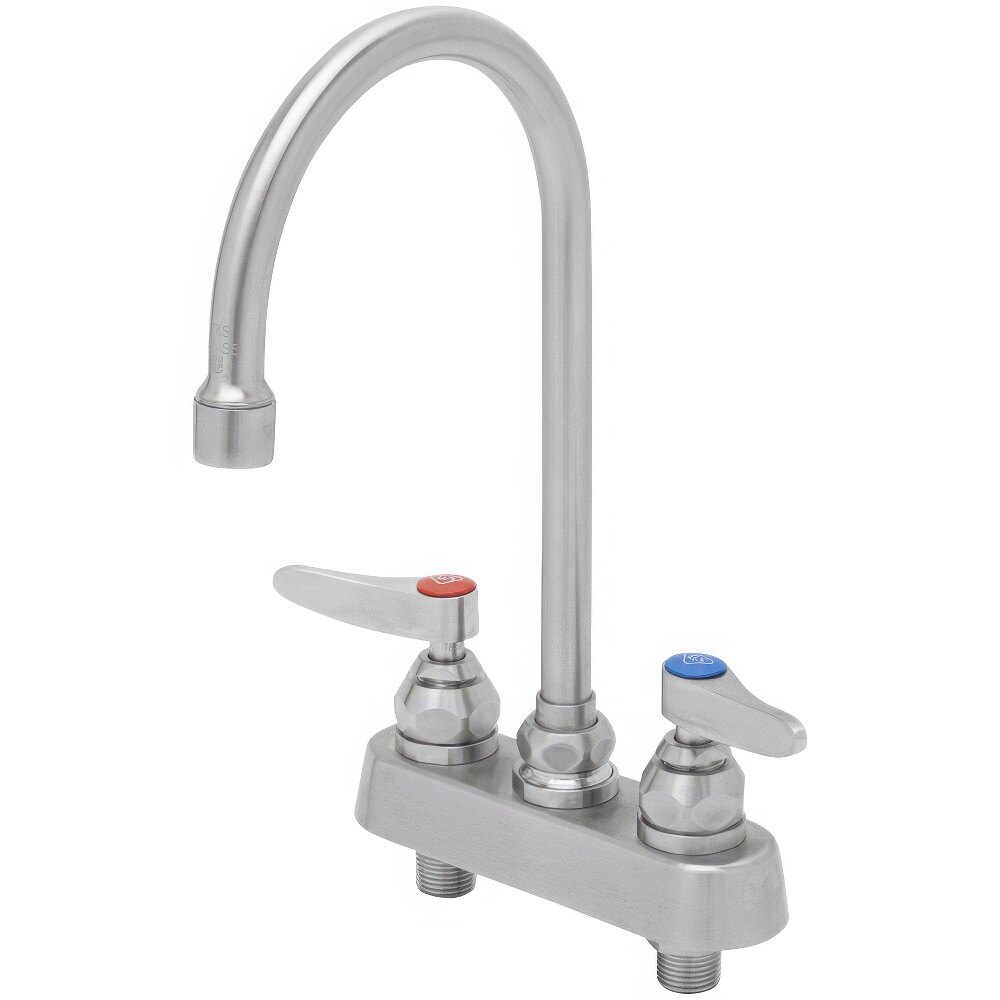 Eversteel by T&S S-1141 Stainless Steel Deck Mount Workboard Faucet and 5 3/4" Swivel Gooseneck Spout with 2.2 GPM Aerator