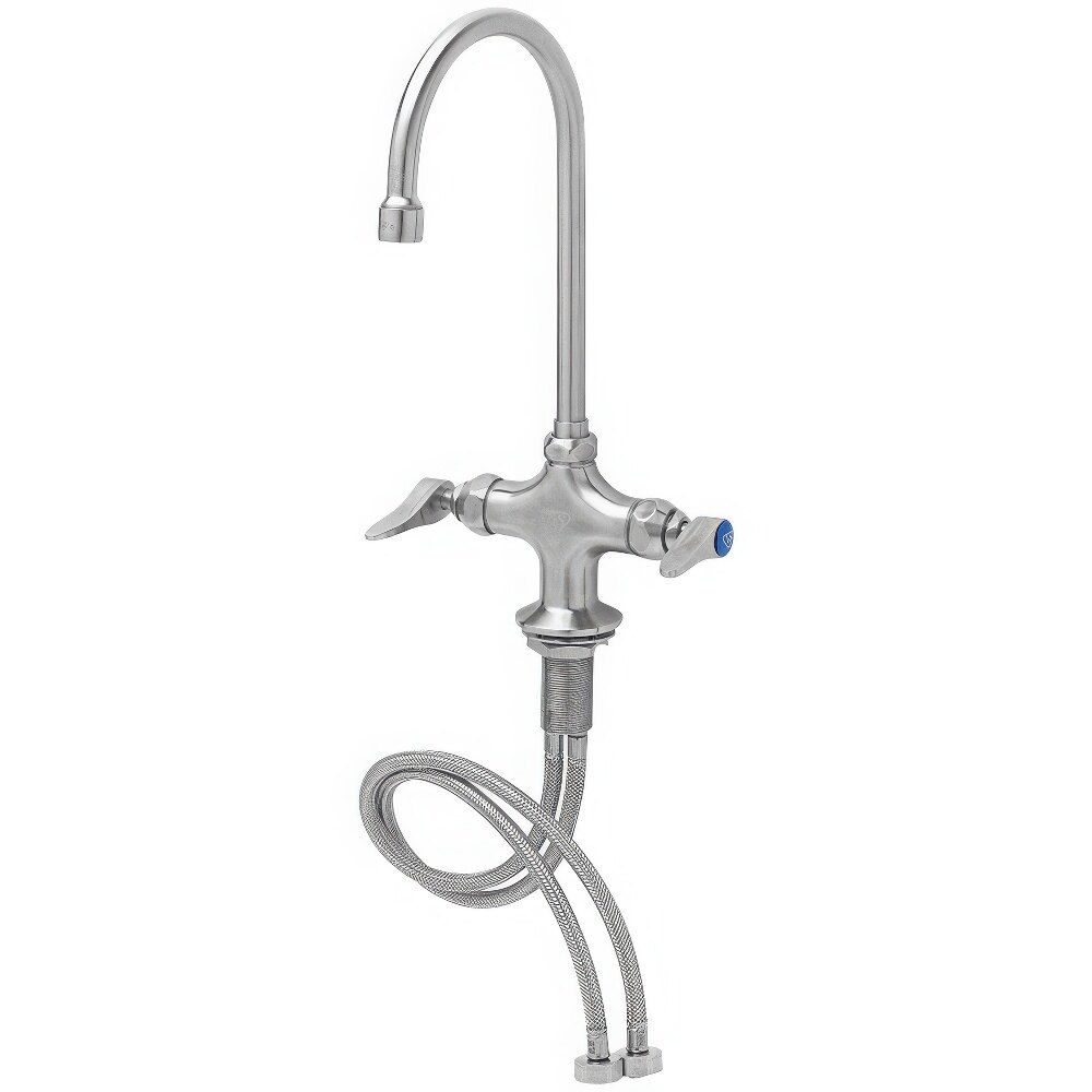 Eversteel by T&S S-0300 Stainless Steel Single Hole Base Swivel Gooseneck Double Pantry Faucet