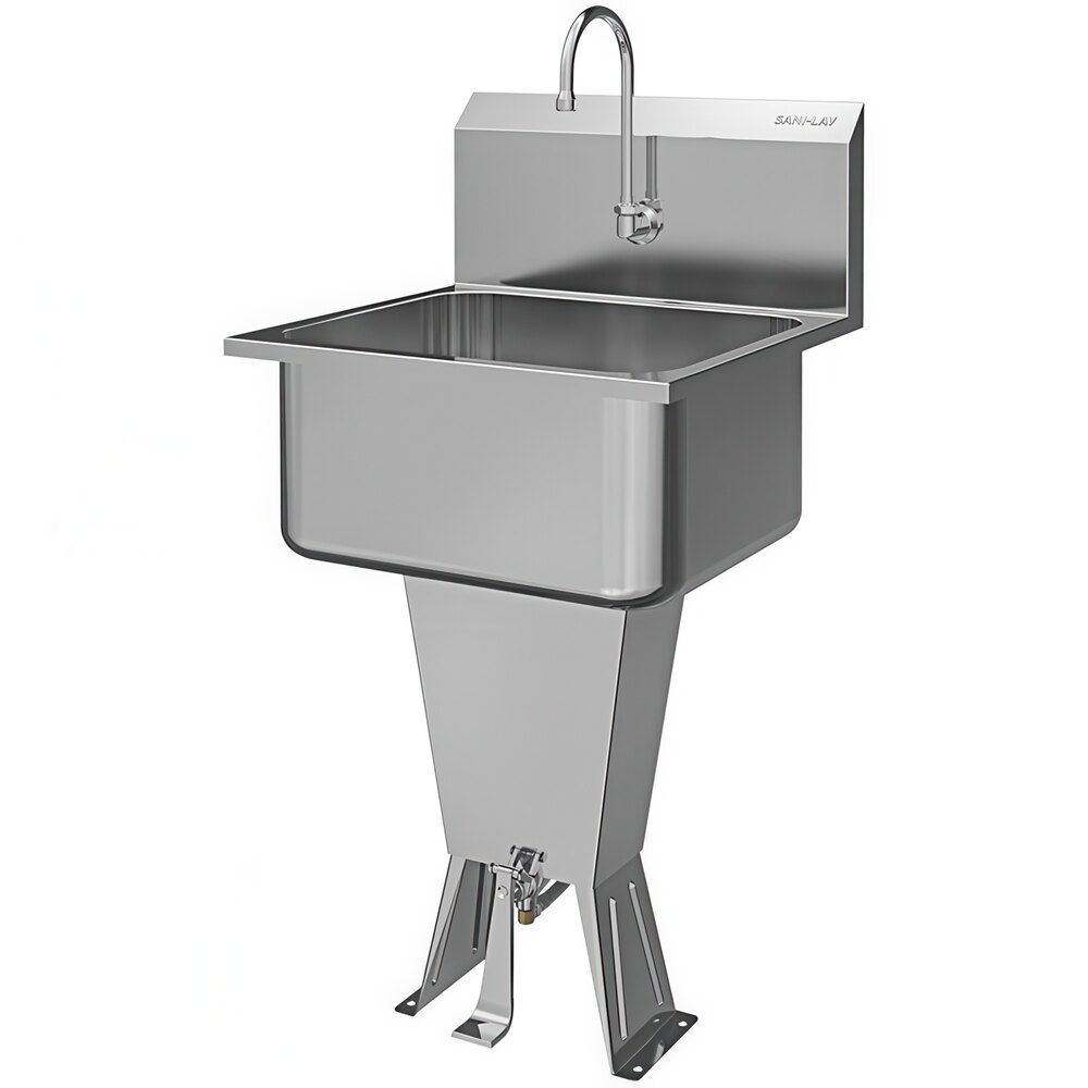 Sani-Lav 5211-0.5 21" x 20" Floor-Mounted Hands-Free Sink with 1 Foot-Operated 0.5 GPM Faucet