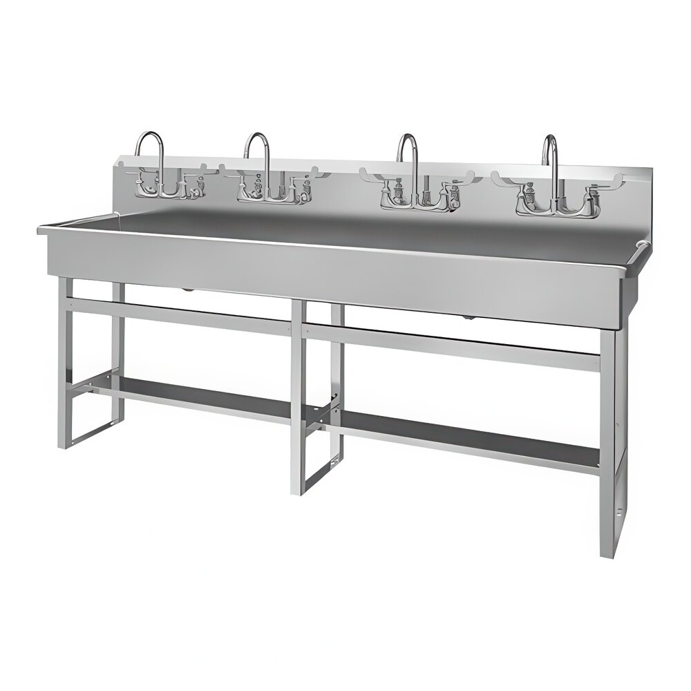 Sani-Lav 58FFL-0.5 80" x 20" Floor-Mounted Multi-Station Hand Sink with (4) 0.5 GPM Faucets