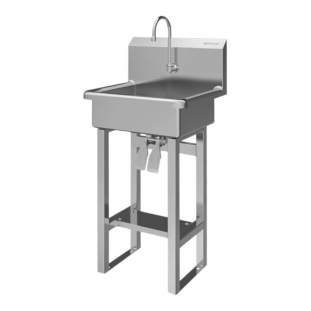 Sani-Lav 725FK2.5 20" x 17 1/2" Floor-Mounted Hands-Free Sink with 1 Double Knee-Operated 0.5 GPM Faucet