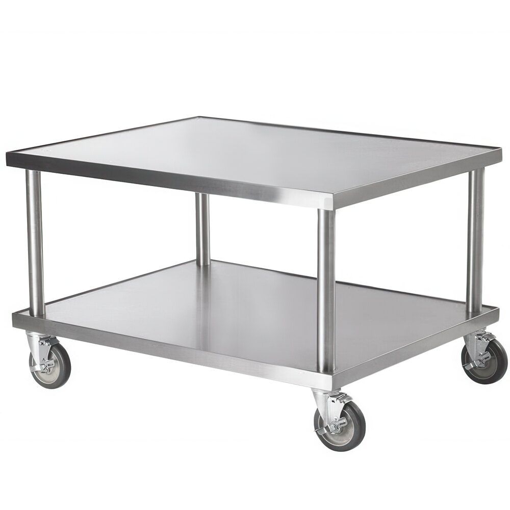 Vollrath 4087936 36" x 30" Stainless Steel Heavy Duty Mobile Equipment Stand with Undershelf and Casters