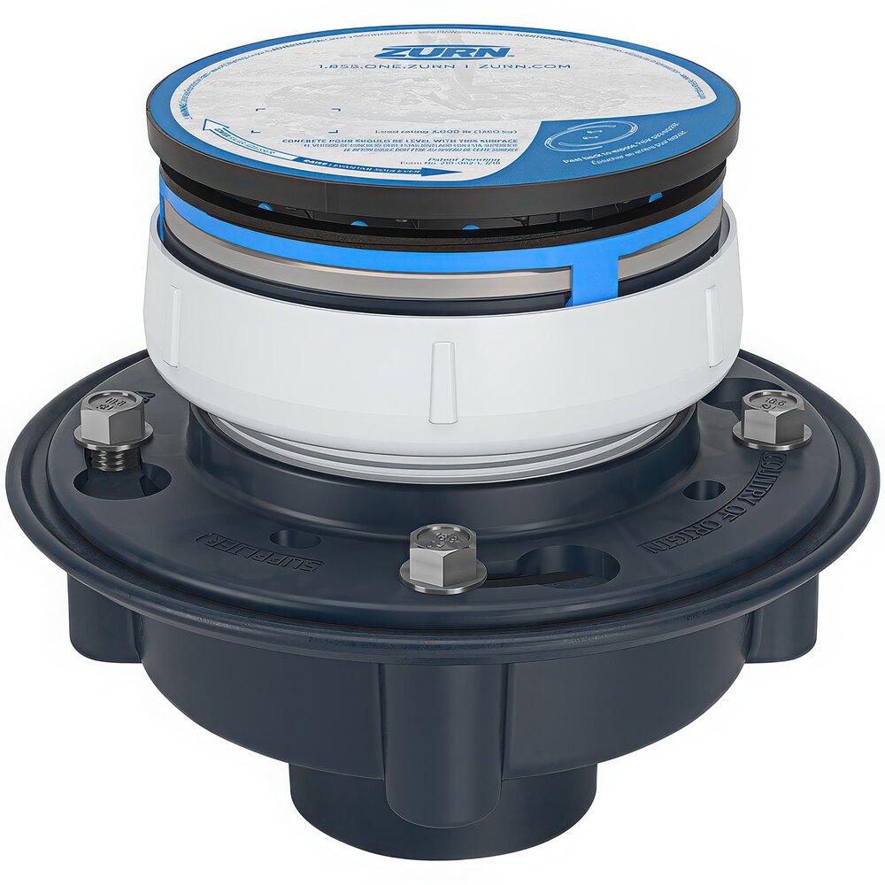 Zurn Elkay EZ1-PV2-R6 EZ1 PVC Floor Drain with 6" Round Nickel Bronze Strainer and 2" - 3" Solvent Weld Outlet