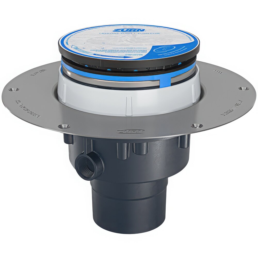 Zurn Elkay EZ2-PV3-SS EZ2 PVC Floor Drain with 5" Round Stainless Steel Head, Deck Plate, and 3" - 4" Outlet