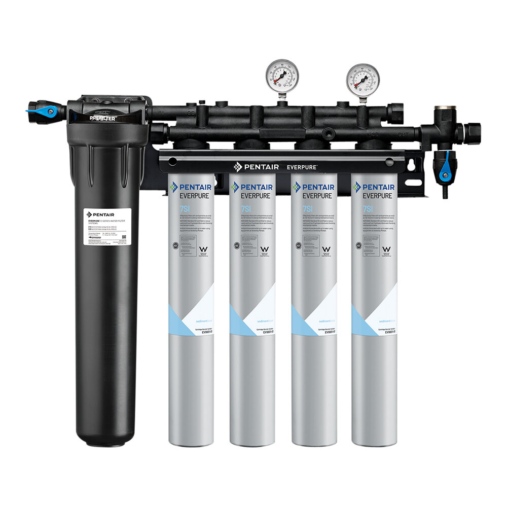 Everpure EV9324-77 Insurice Quad PF-7SI Water Filtration System with Pre-Filter- .5 Micron and 14 GPM