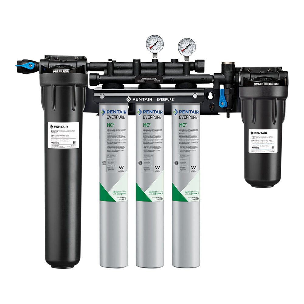 Everpure EV9328-06 High Flow CSR Triple-MC2 Water Filtration System with Pre-Filter - .5 Micron and 5 GPM