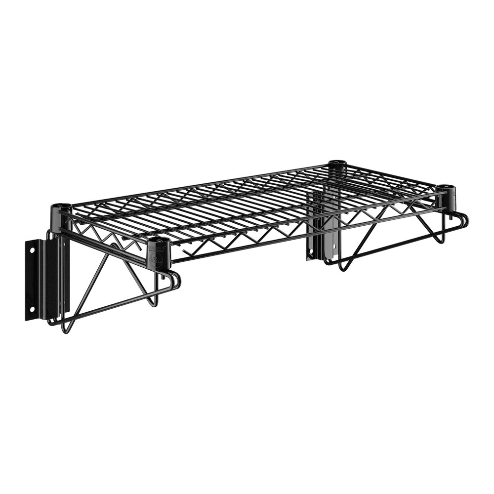 Regency 12" x 24" Black Epoxy Wall-Mount Wire Shelf