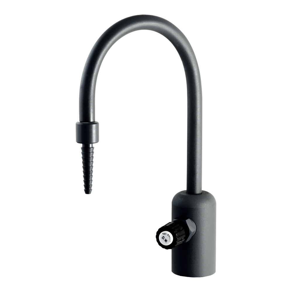 T&S BL-9505-02 Gray Deck Mount PVC Single Ledge Distilled / Deionized Water Faucet with 6 3/16" Rigid Gooseneck Spout, Serrated Tip, and Polypropylene Handle