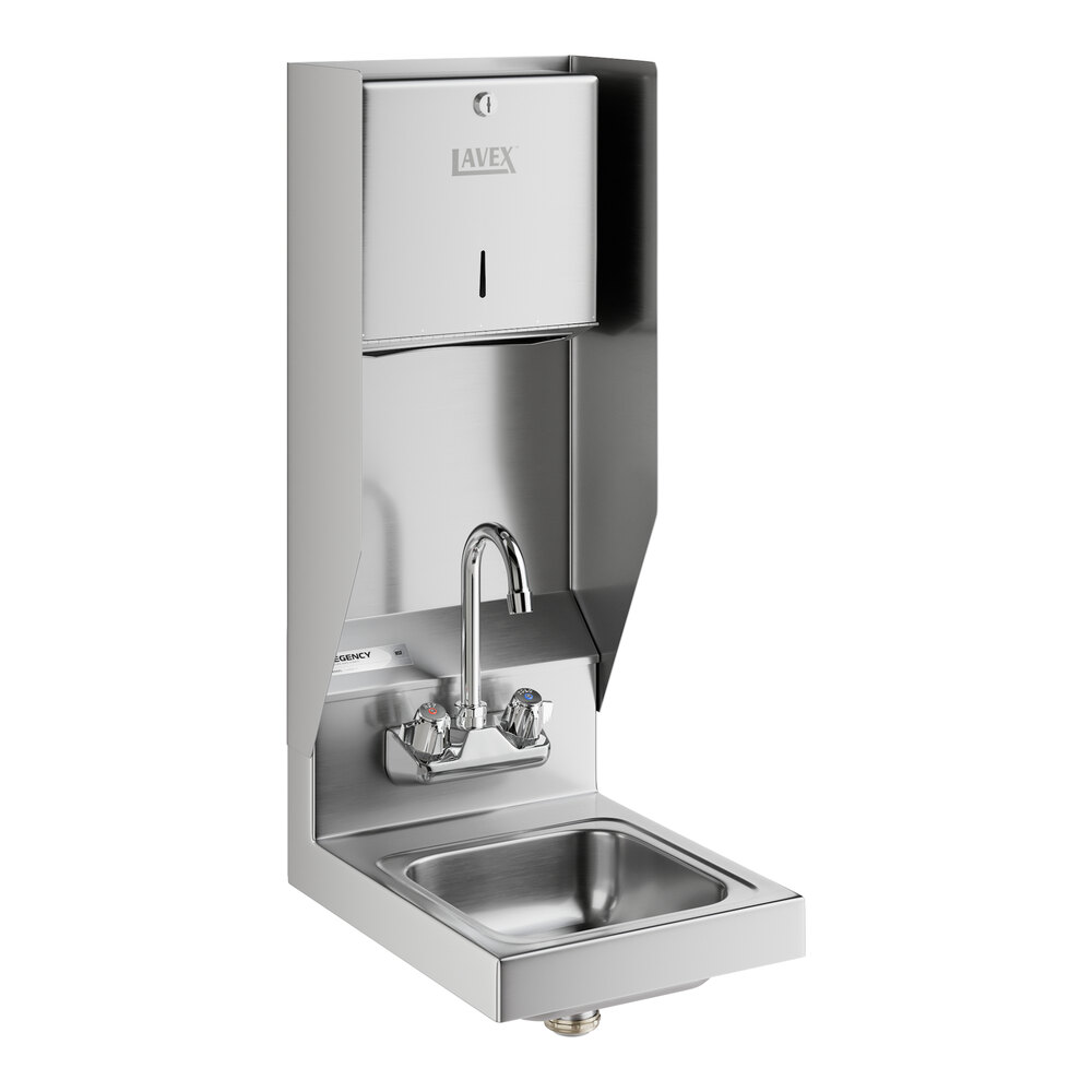 Regency 12" x 16" Wall Mounted Hand Sink with Top Mounted Paper Towel Dispenser