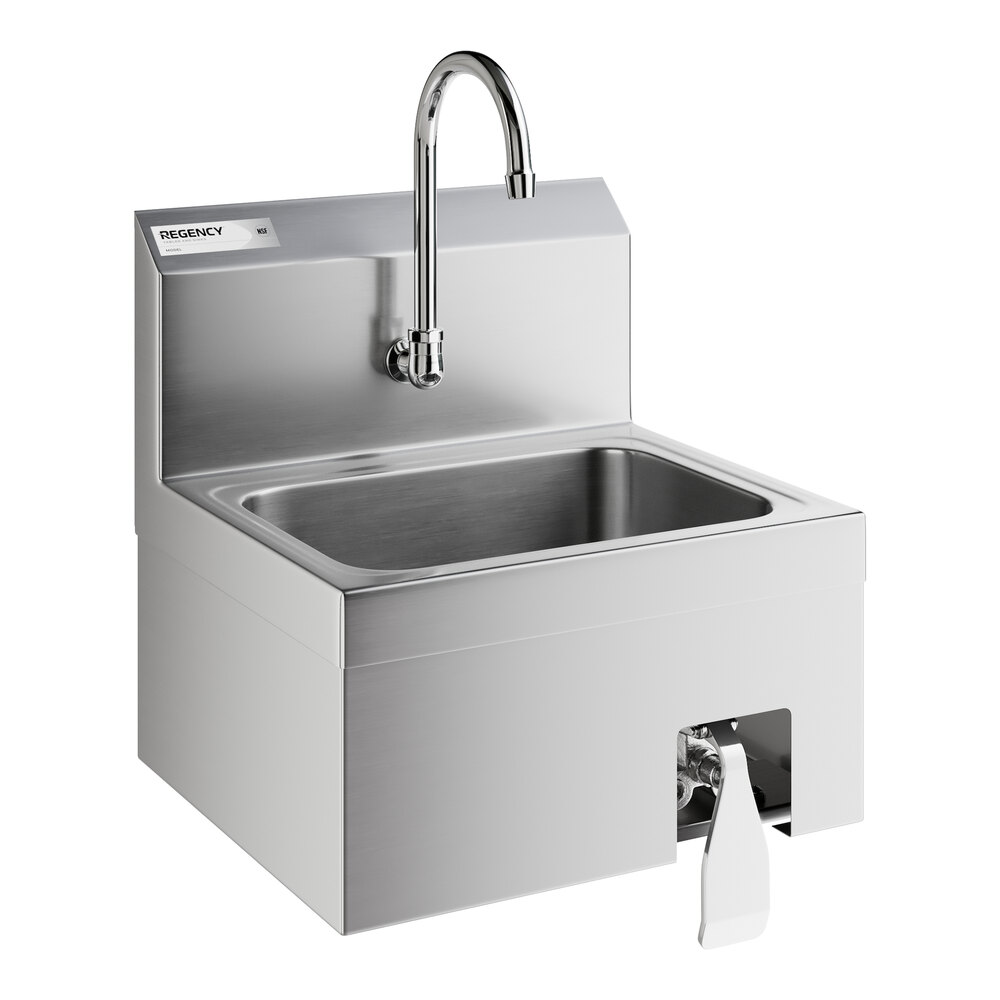 Regency 17" x 15" Wall Mounted Hands-Free Hand Sink with Knee Operated Valve