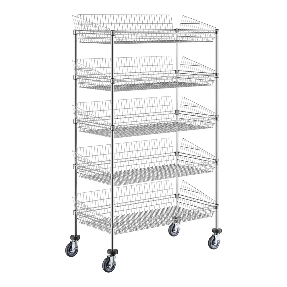 Regency NSF Chrome Mobile 5 Basket Storage Display Stand - 24" x 48" x 80"