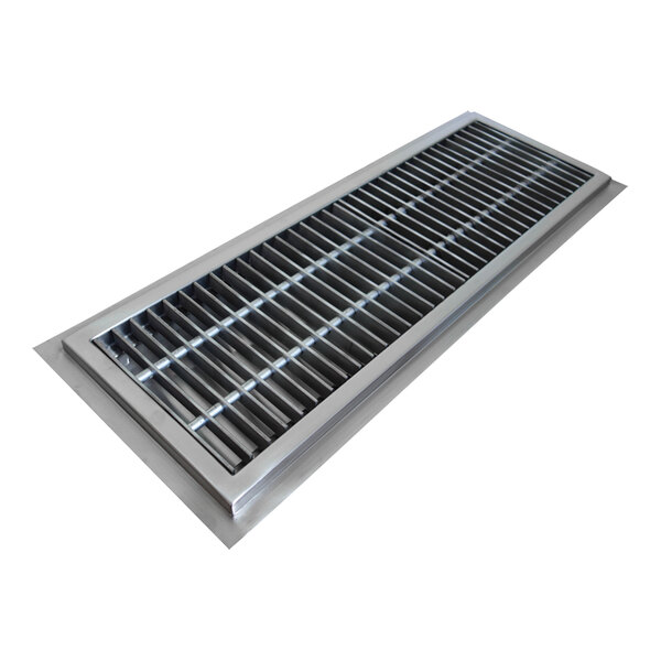 IMC/Teddy CFT-1260-SG CFT 12" x 60" 16 Gauge Stainless Steel Floor Trough with Subway Grating and 3" x 4" Outlet