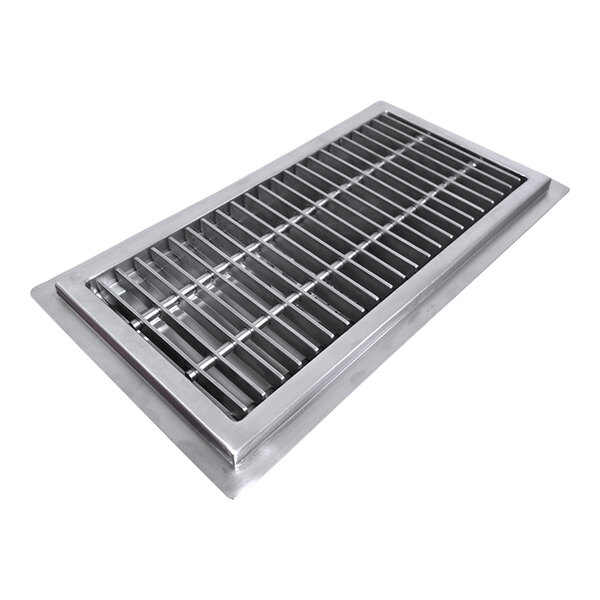 IMC/Teddy FT-1236-SG FT 12" x 36" 14 Gauge Stainless Steel Floor Trough with Subway Grating and 3" x 4" Outlet