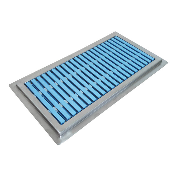 IMC/Teddy FT-1230-PFG-ADA FT 12" x 30" 14 Gauge Stainless Steel Floor Trough with Fiberglass Grating and 3" x 4" Outlet