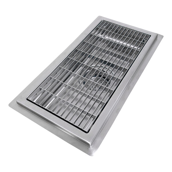 IMC/Teddy FT-1260-SQ FT 12" x 60" 14 Gauge Stainless Steel Floor Trough with Grid Grating and 3" x 4" Outlet