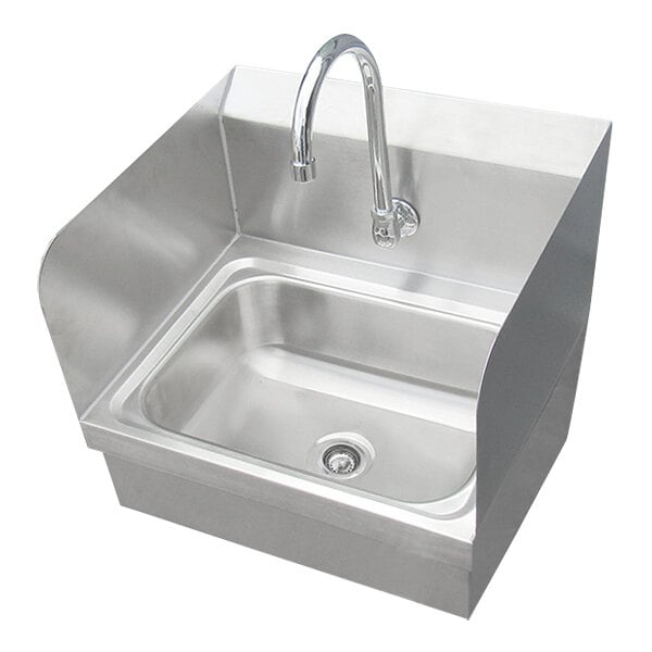 IMC/Teddy CSW-1S-SS 14" x 10" x 5" Wall-Mounted Hand Sink with 2.2 GPM Splash-Mount Hands-Free Sensor Faucet and Side Splashes
