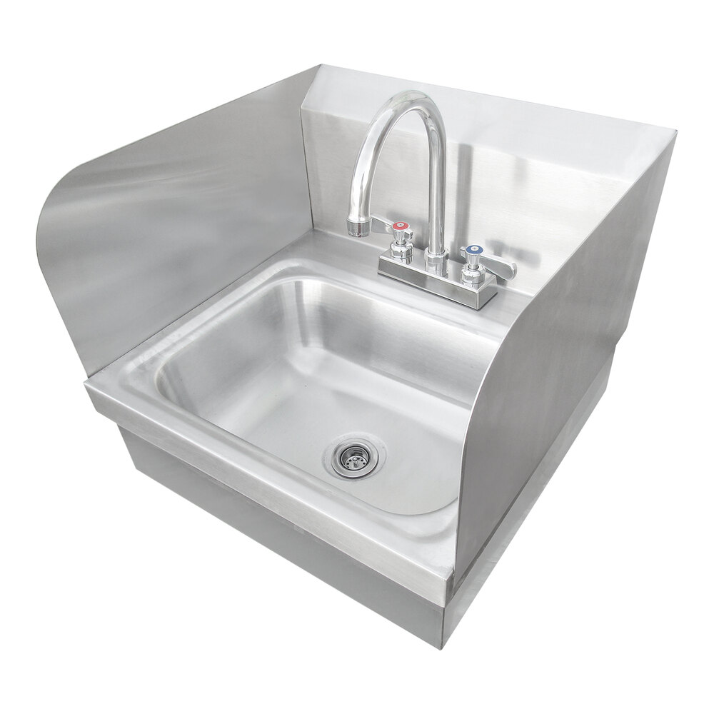 IMC/Teddy CSW-2D-SS 14" x 10" x 5" Wall-Mounted Hand Sink with 2.2 GPM Deck-Mount Faucet and Sidesplashes