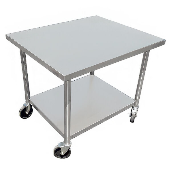IMC/Teddy SMT-3030 30" x 30" Stainless Steel Mobile Mixer / Equipment Table with Undershelf and 5" Heavy-Duty Casters