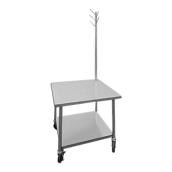 IMC/Teddy SMTT-3036 30" x 36" Stainless Steel Mobile / Equipment Table with Tool Tree, Undershelf, and 5" Heavy-Duty Casters