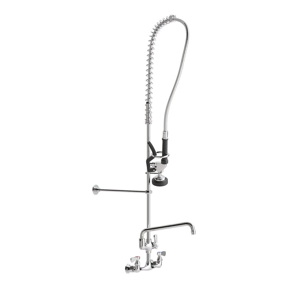 Wall-Mounted Pre-Rinse Faucet with 8" Centers and 12" Add-On Faucet