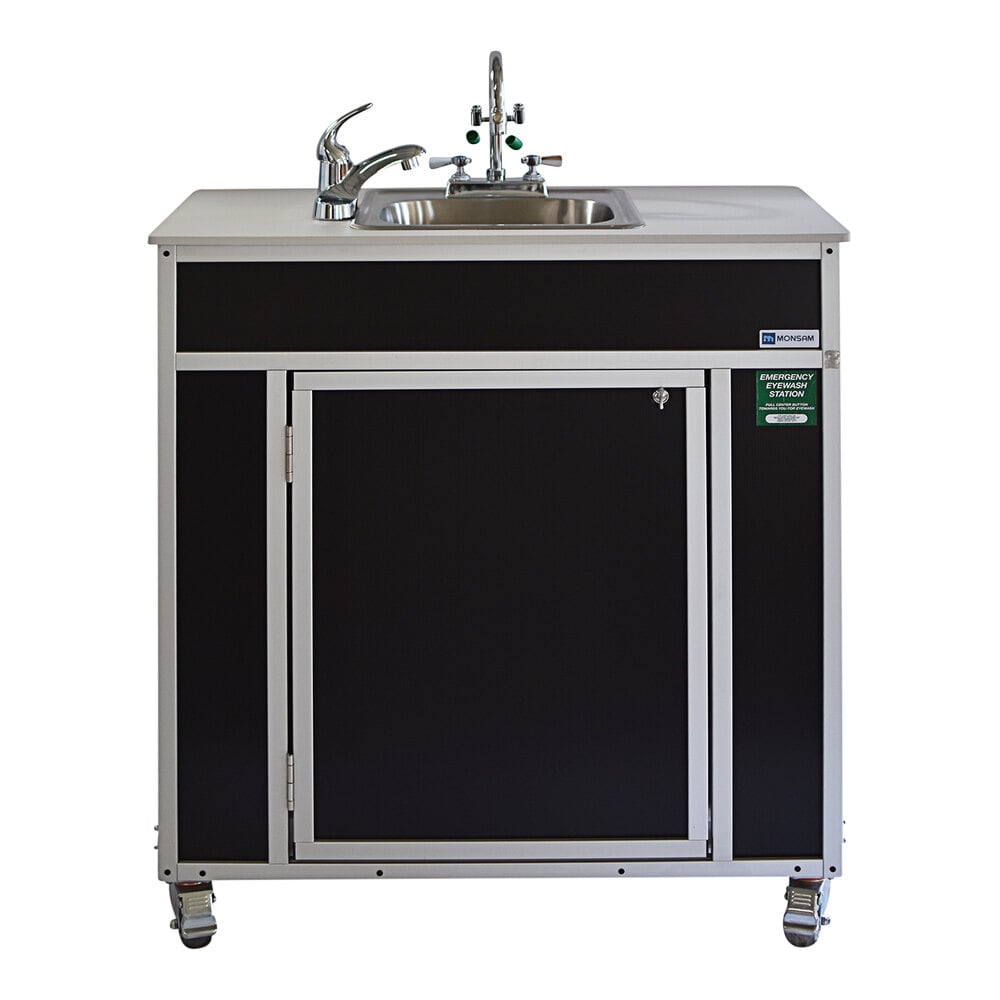 Monsam PSE-2001E-BLACK Black Portable Eye and Face Washing Station