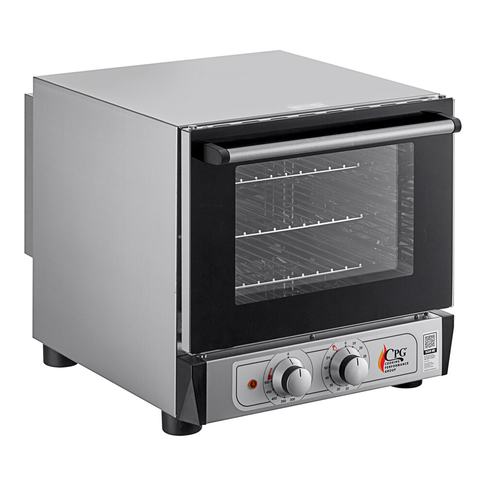 Cooking Performance Group COQ-T3-A Electric Thermostatic Countertop 3 Tray Quarter Size Convection Oven - 120V, 1,650W