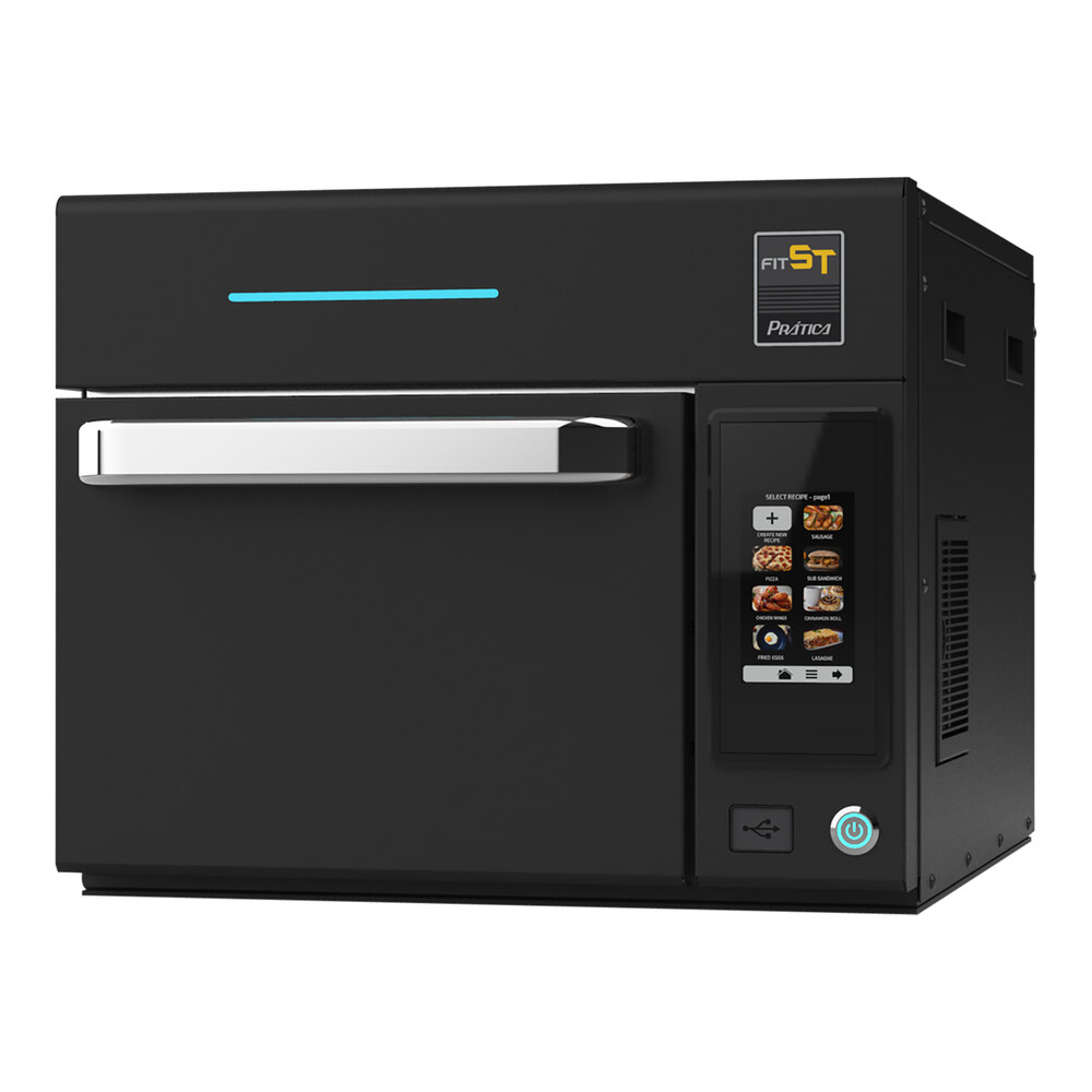 Pratica 990188 Fit ST Electric Ventless Black Stainless Steel High-Speed Oven - 208/240V, 1 Phase