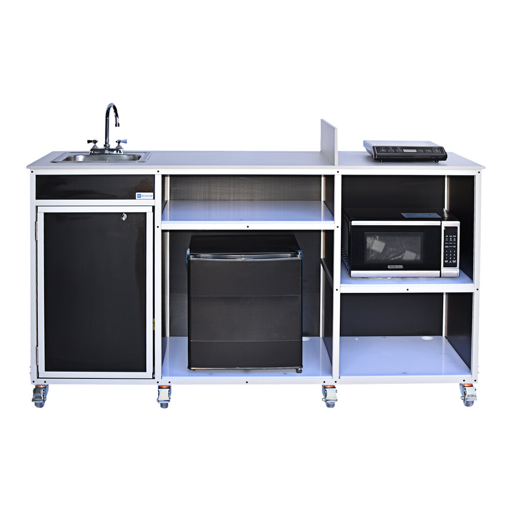 Monsam PK-001-BLACK Black Portable Kitchen with Self-Contained Sink