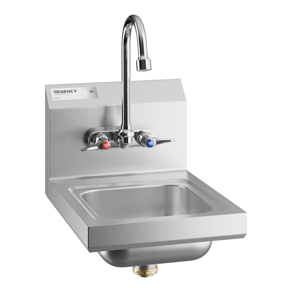 Regency 9" x 9" Wall-Mounted Hand Sink and T&S Faucet with 4 3/8" Gooseneck Spout and 1.2 GPM Aerator