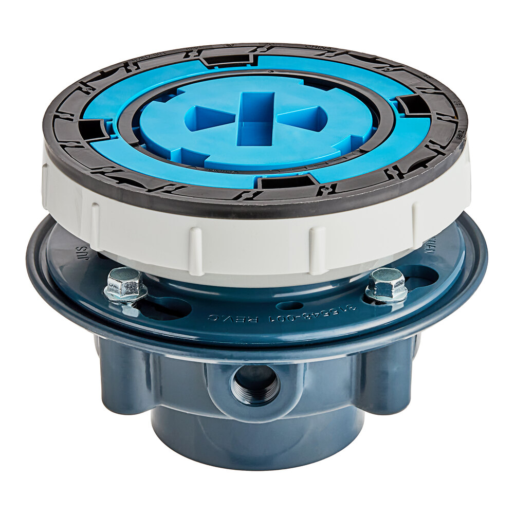 Zurn Elkay EZ1-PV3-ST EZ1 PVC Floor Drain with 5" Square Nickel Bronze Strainer and 3" - 4" Solvent Weld Outlet