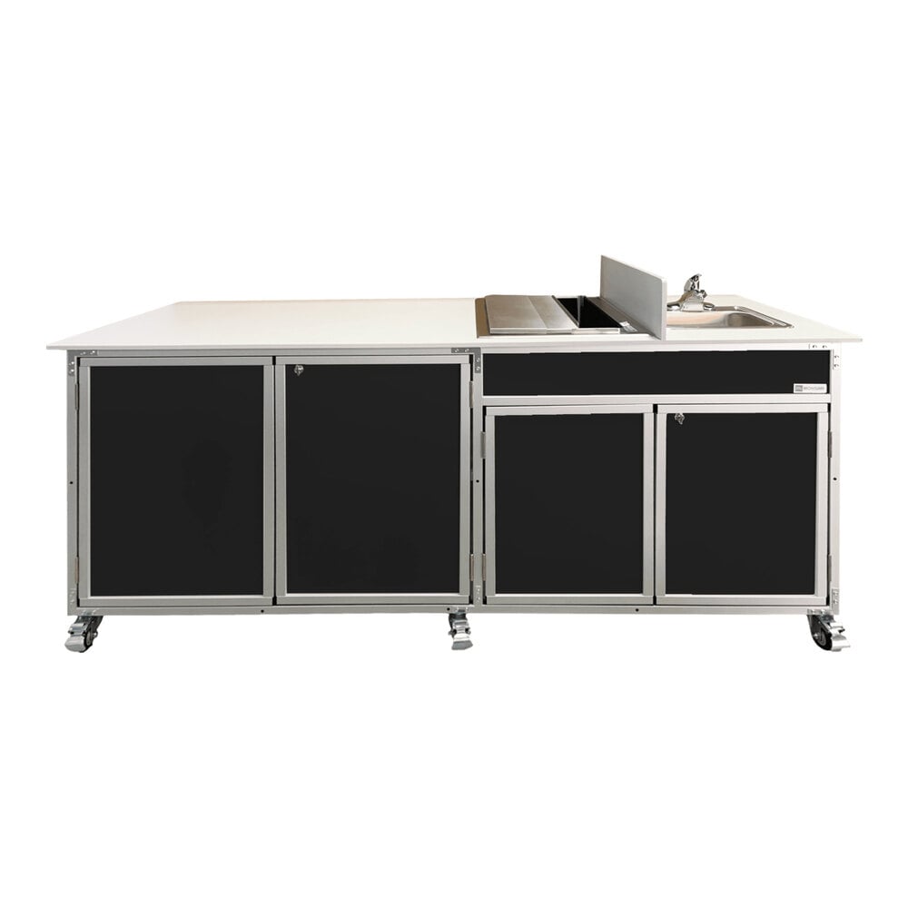 Monsam NS-FSC-003-BLACK Black Single Basin Portable Self-Contained Sink with Ice Bin