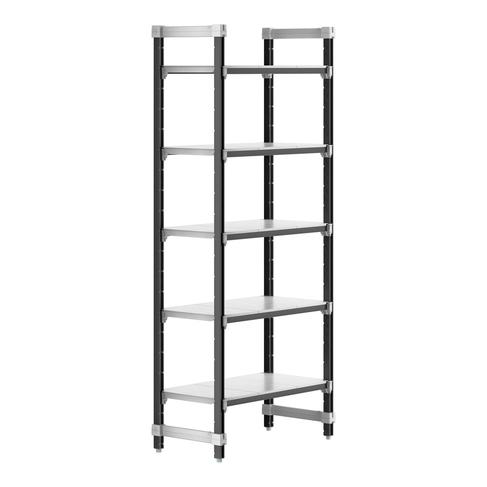Cambro EXU183684S5480 Camshelving® Elements XTRA 5-Shelf Solid Starter Unit - 18'' x 36'' x 84''