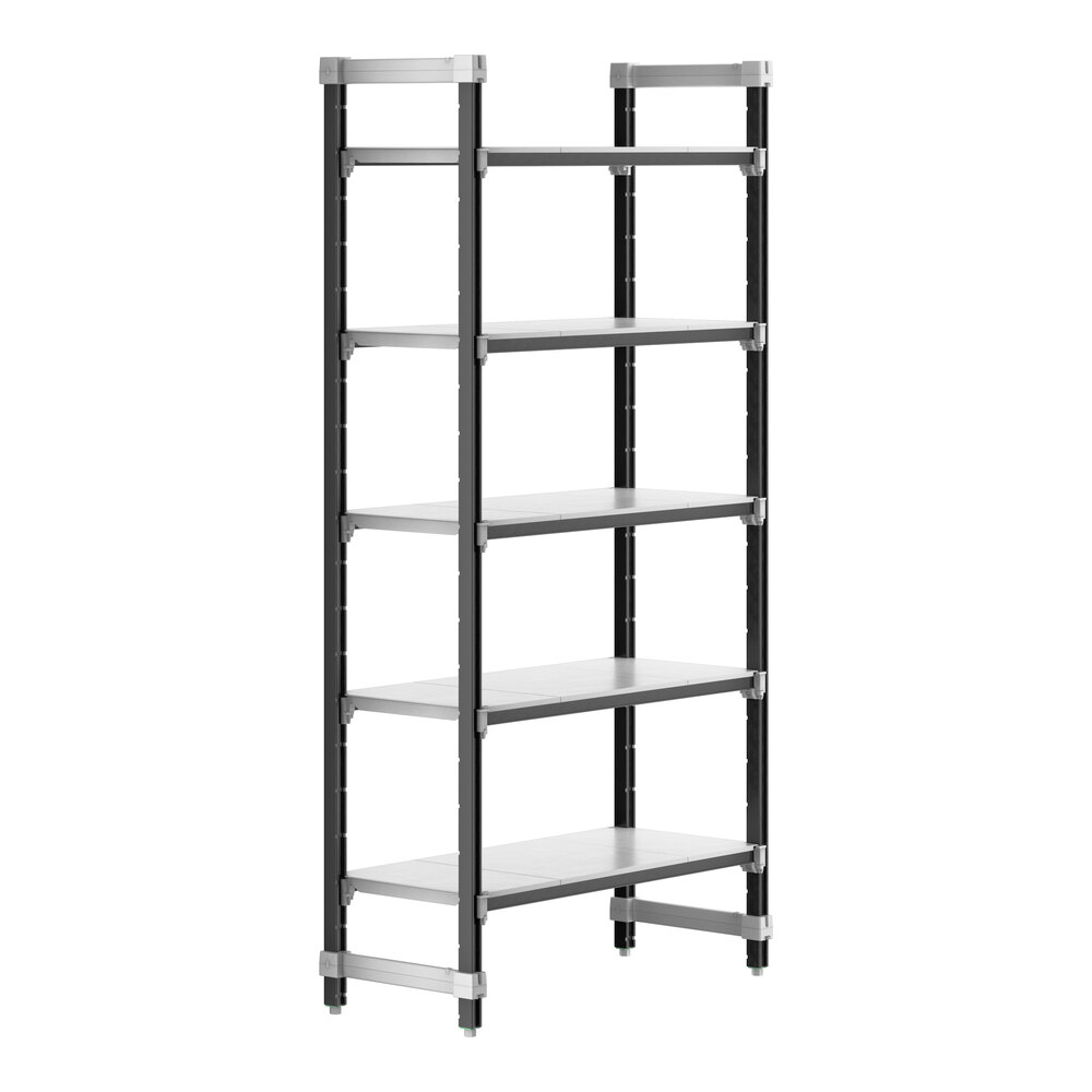 Cambro EXU184284S5480 Camshelving® Elements XTRA 5-Shelf Solid Starter Unit - 18'' x 42'' x 84''
