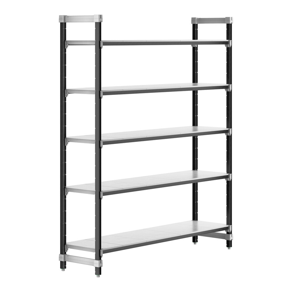 Cambro EXU187284S5480 Camshelving® Elements XTRA 5-Shelf Solid Starter Unit - 18'' x 72'' x 84''