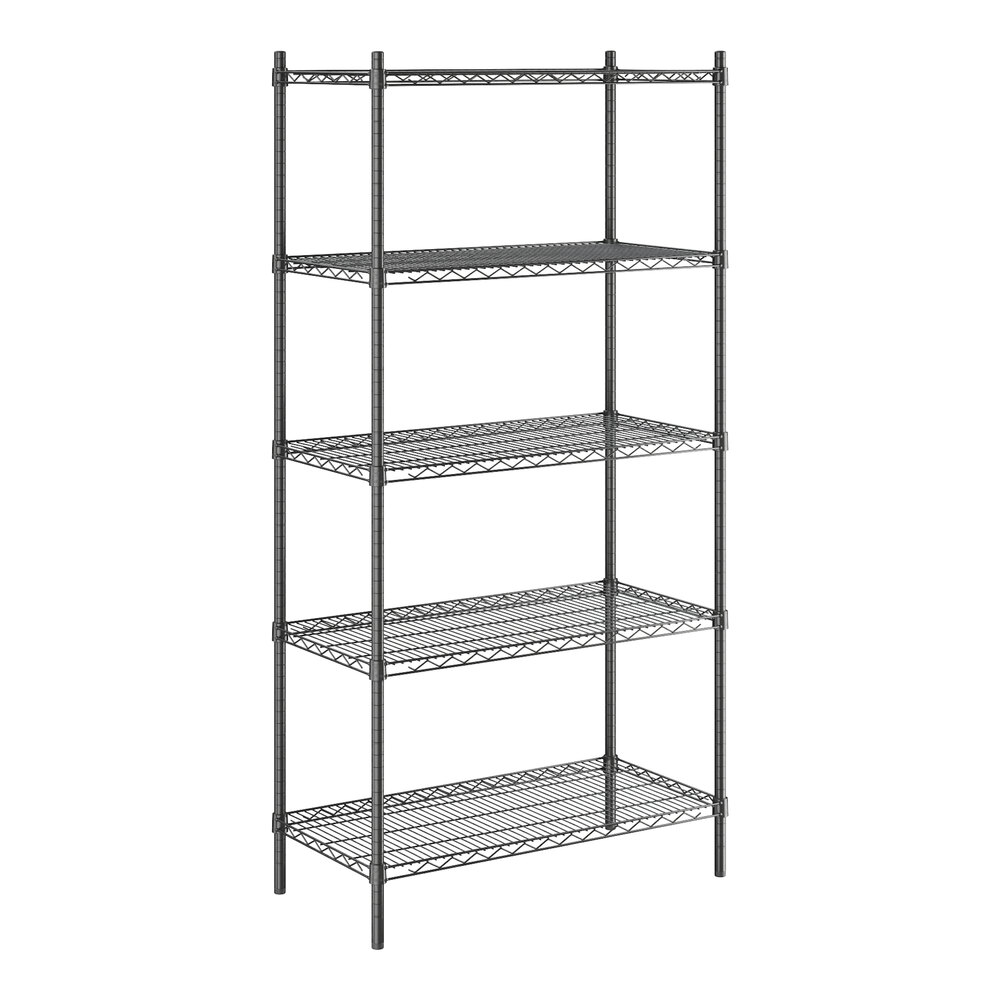 Steelton 18" x 36" NSF Black Epoxy 5-Shelf Kit with 72" Posts