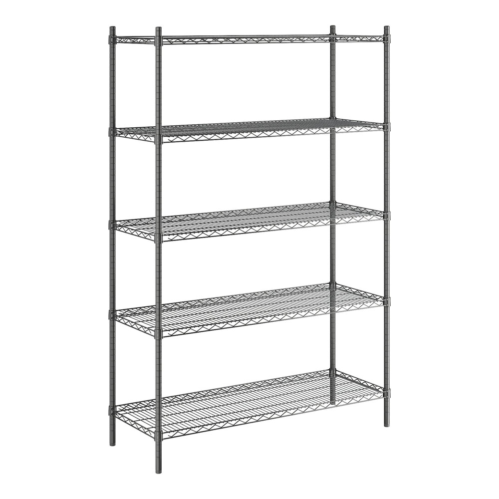 Steelton 18" x 48" NSF Black Epoxy 5-Shelf Kit with 72" Posts