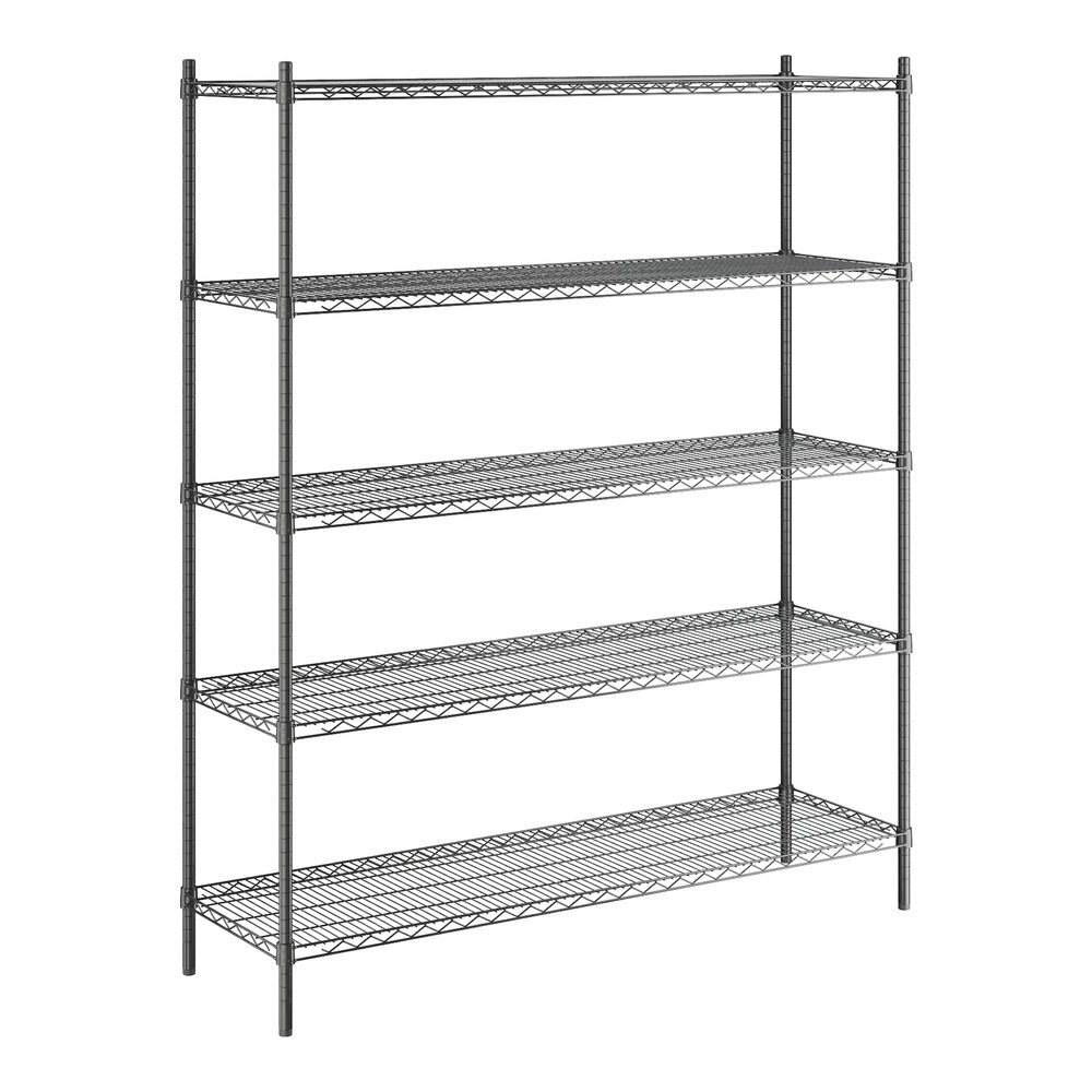 Steelton 18" x 60" NSF Black Epoxy 5-Shelf Kit with 72" Posts