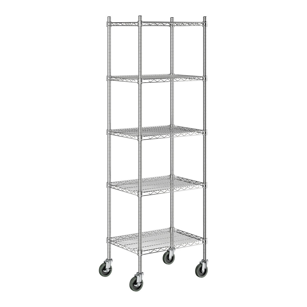 Steelton 18" x 24" NSF Chrome 5-Shelf Kit with 72" Posts and Casters