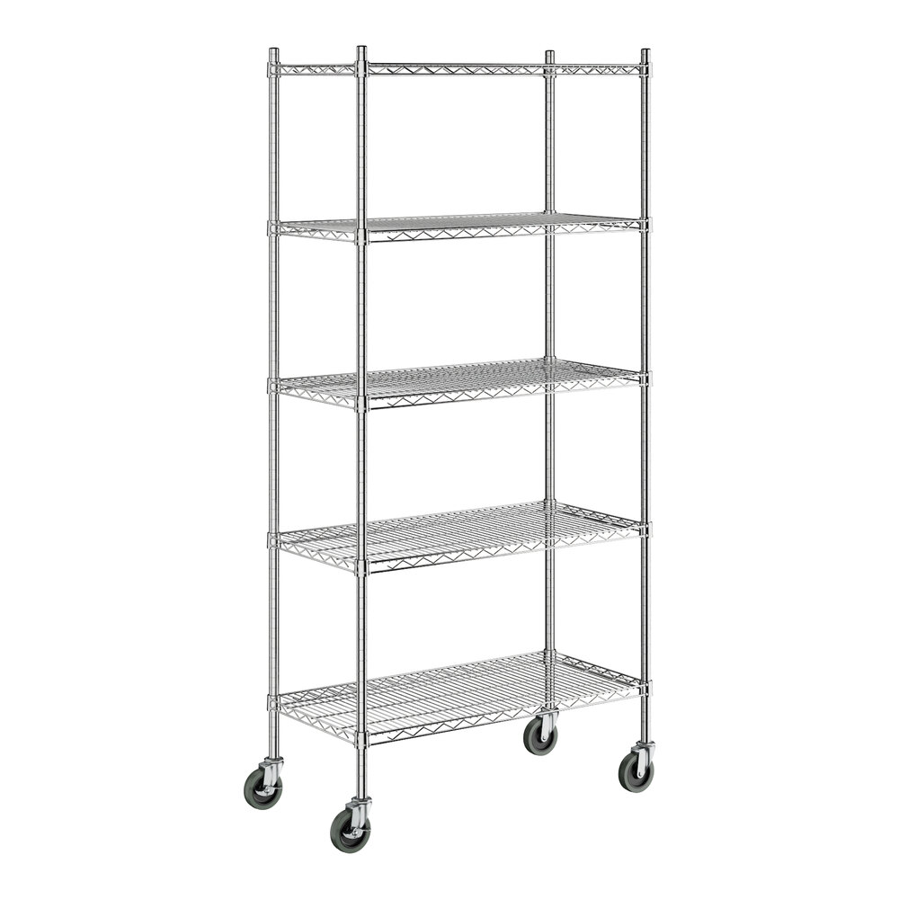 Steelton 18" x 36" NSF Chrome 5-Shelf Kit with 72" Posts and Casters