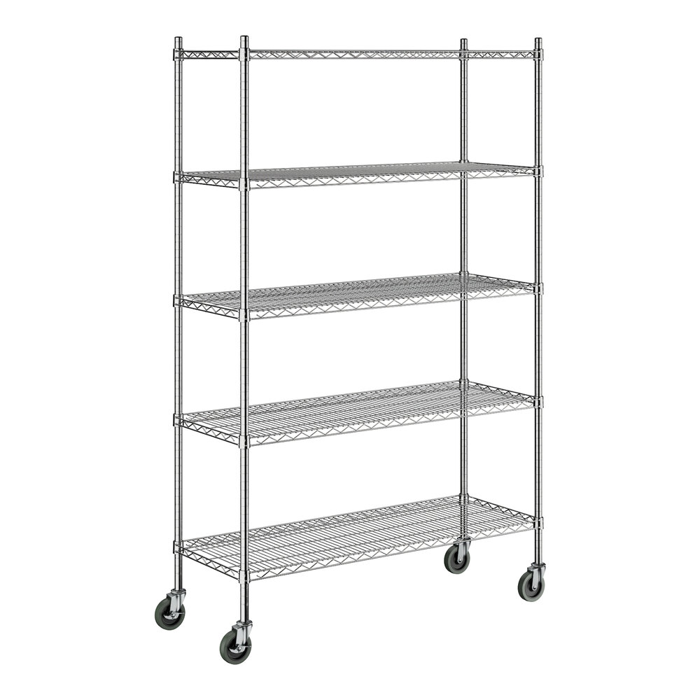 Steelton 18" x 48" NSF Chrome 5-Shelf Kit with 72" Posts and Casters