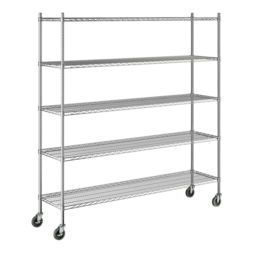 Steelton 18" x 72" NSF Chrome 5-Shelf Kit with 72" Posts and Casters