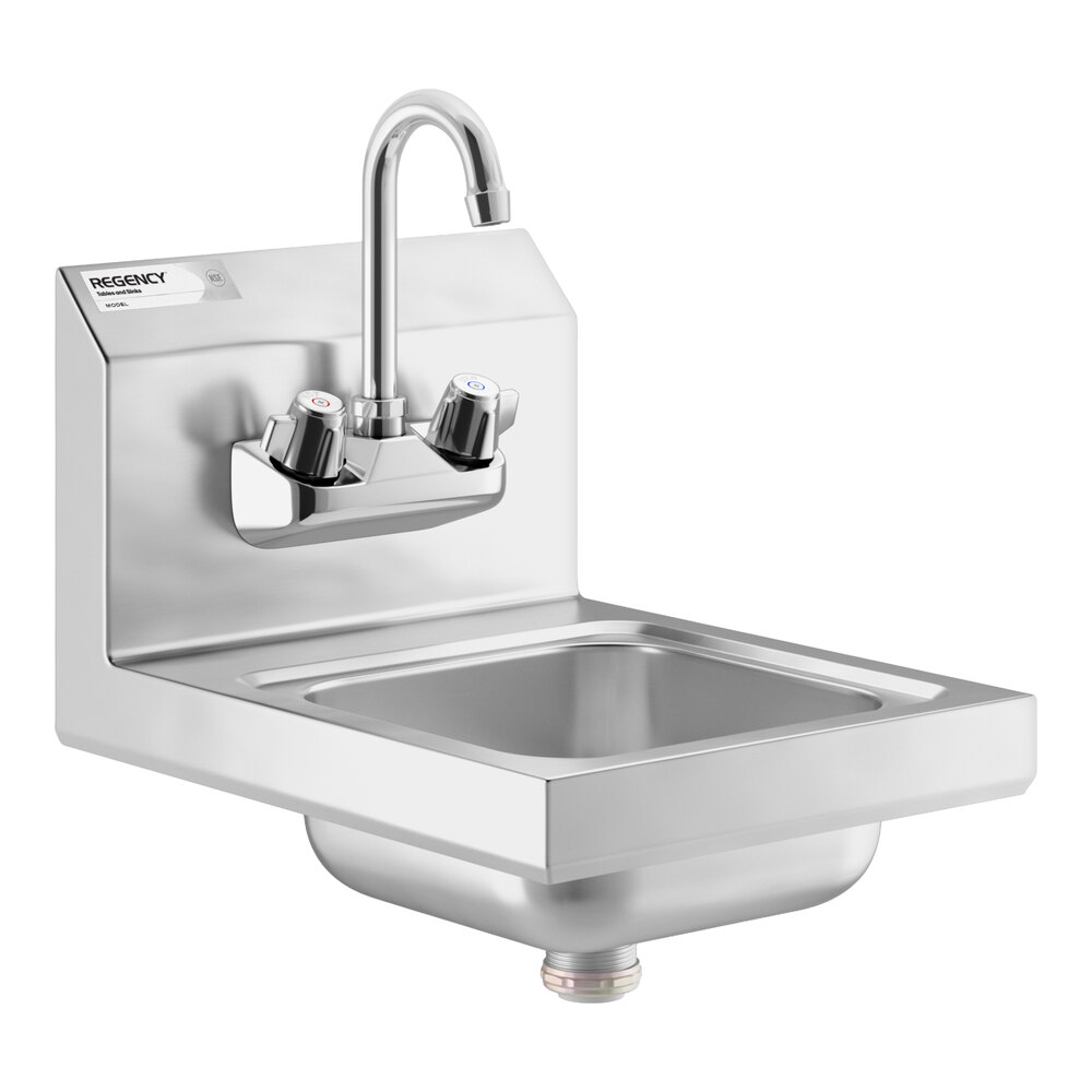 Regency 12" x 16" Wall Mounted Hand Sink with Gooseneck Faucet